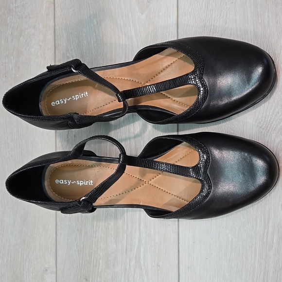 Easy Spirit Elegant Black Women's Mary Jane Leather Shoes Heels Sz 10M - Picture 3 of 11